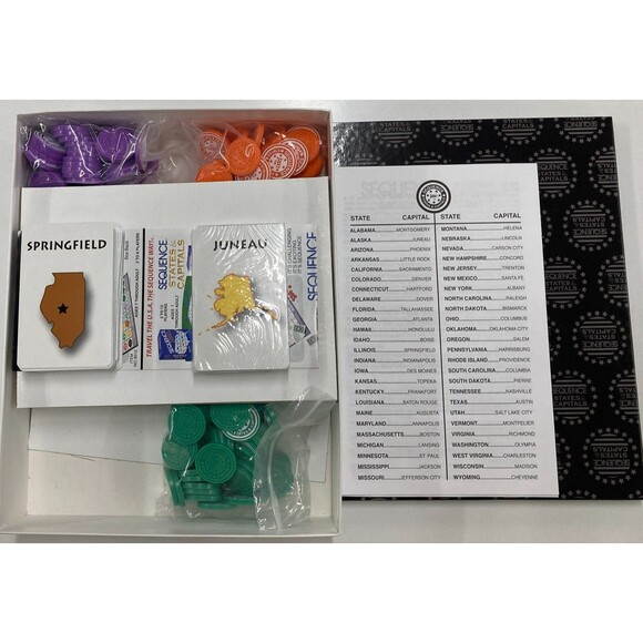 Sequence States & Capitals Board Educational Game 2-12 Players  100%Complete 7+ - Picture 9 of 10